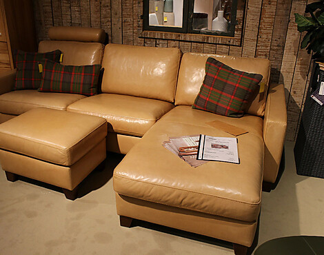 Schönes Leder Sofa inkl. Hocker - Messina -