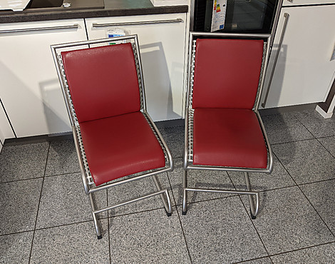 2 Stühle: Sinus Freischwinger mit Sitz- und Rückenkissen aus Leder (rot) - Sinus mit Sitz- und Rückenkissen aus Leder